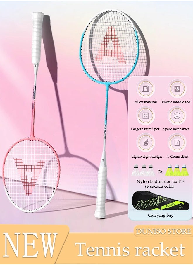 DUNISO Badminton Rackets Set 2 Player Badminton Rackets Lightweight Badminton Racquet with 3 Shuttlecocks and 1 Carrying Bag,Badminton Backyard Games for Outdoor,Garden,Beach,Family Fun Game  - Image 1