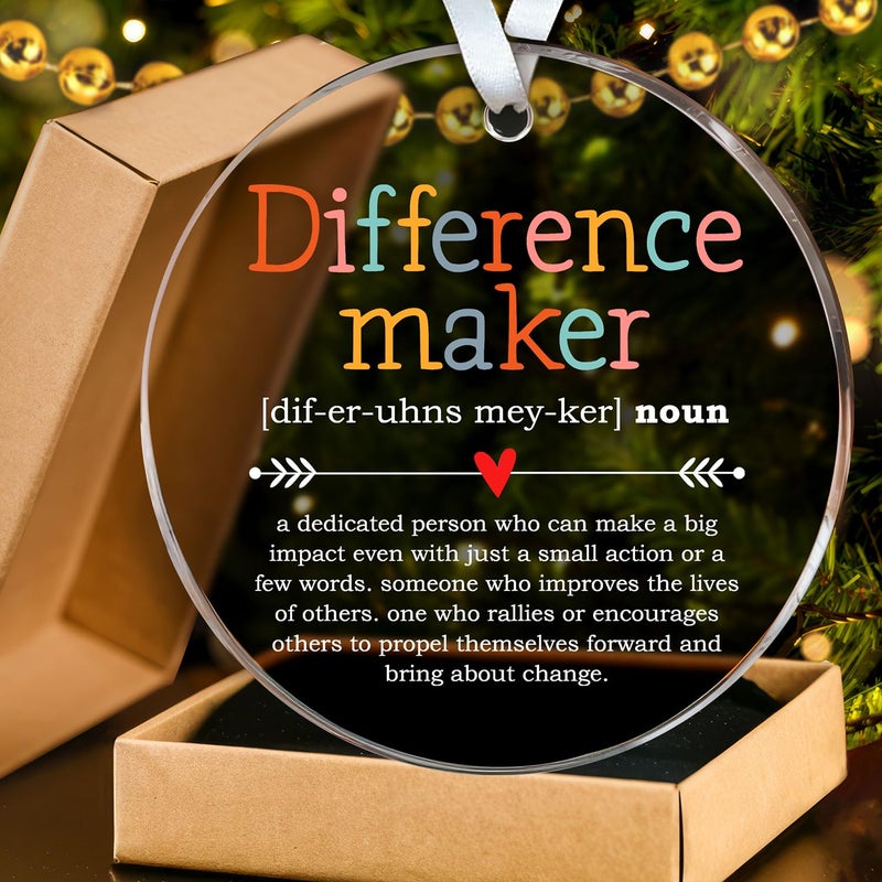 HEXMOZ Difference Maker - Appreciation Gifts for Women - Coworker Appreciation Gifts - Thank You Gifts  Inspiration Gifts for Women Boss Coworker Manager Teacher Nurse Mom Friend - Acrylic Christmas Ornament - Image 1
