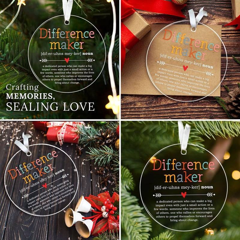 HEXMOZ Difference Maker - Appreciation Gifts for Women - Coworker Appreciation Gifts - Thank You Gifts  Inspiration Gifts for Women Boss Coworker Manager Teacher Nurse Mom Friend - Acrylic Christmas Ornament - Image 5