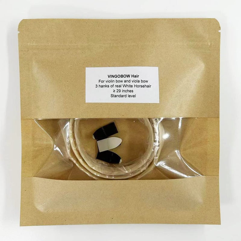 VINGOBOW 3 Hanks Natural Mongolian Horse Hair for Violin, Viola Bows Unbleached White 29'' Fiddle Bow Hair Replacement kit - Image 5