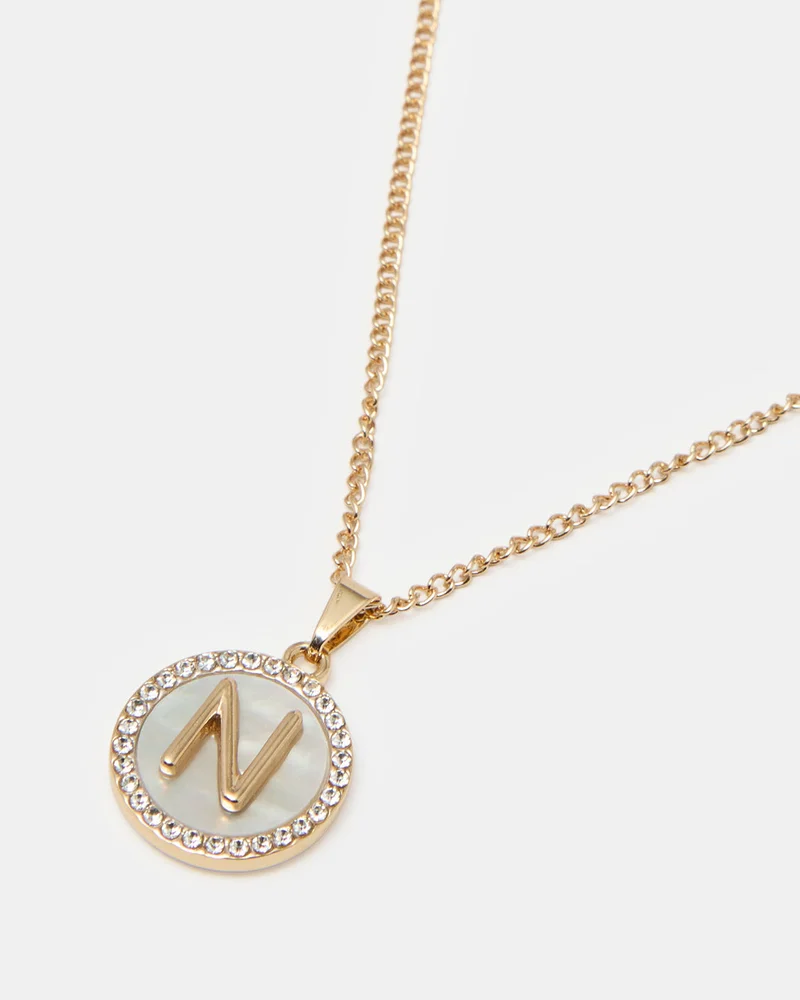 REDTAG Women Gold Letter N Necklace Set