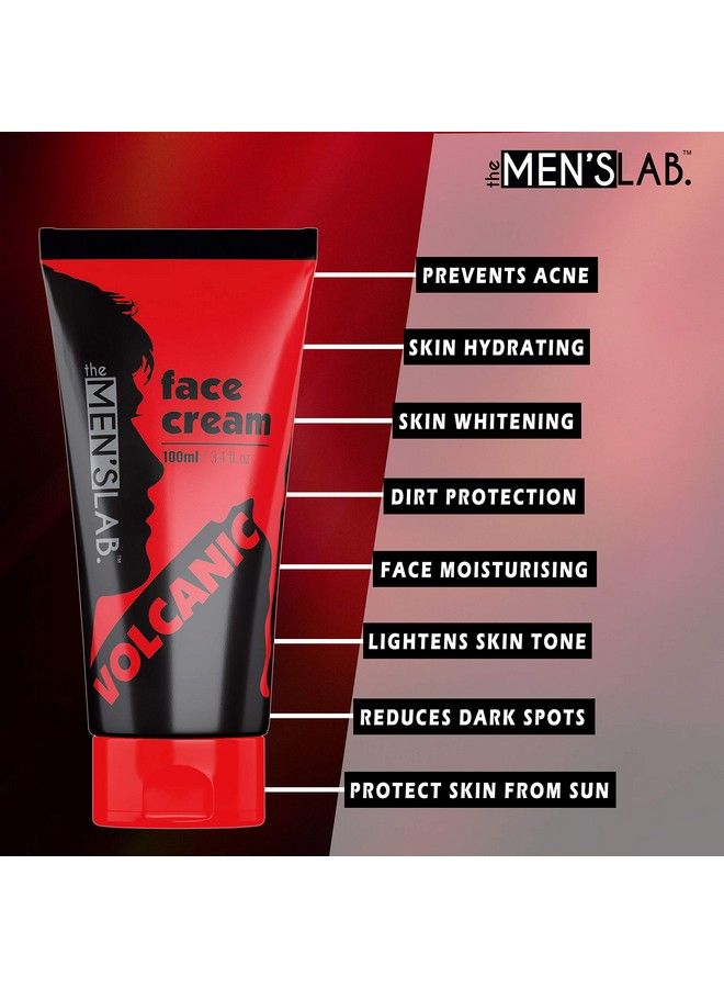 The Men's Lab Volcanic Face Cream For Men/Moisturizer Hydrates Specially For Acne Dark Spots Dry & Oily Skin Pimples Bright Glowing Nongreasy Fast Absorbing 100Ml - Image 4