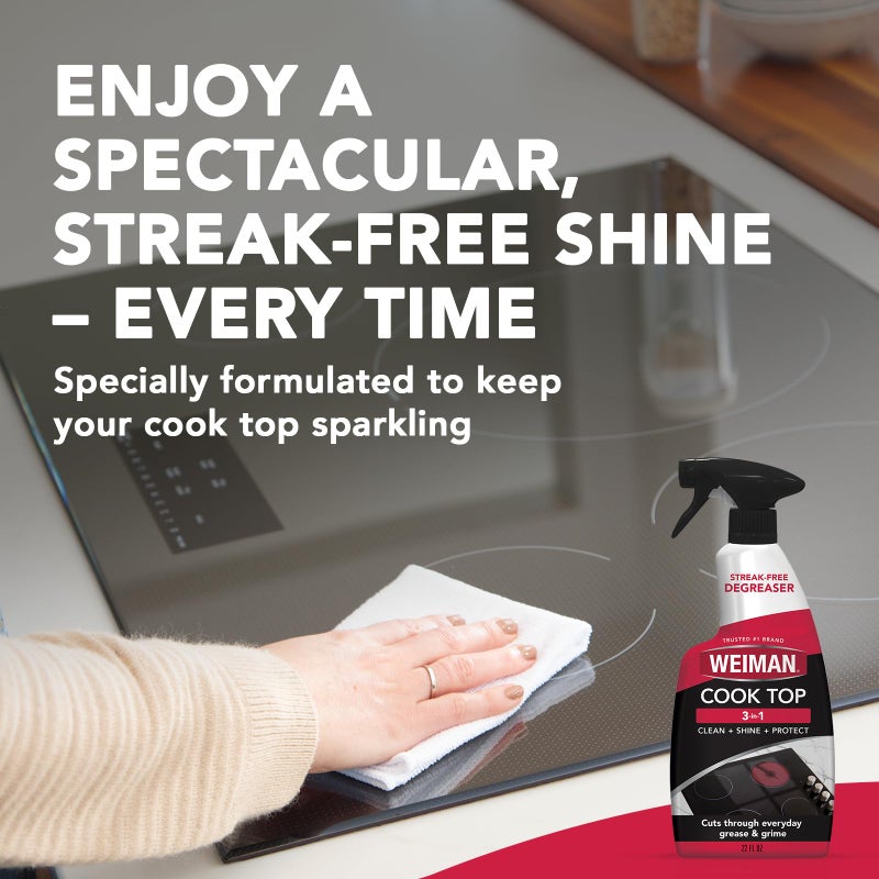 Weiman Cooktop Cleaner Spray for Daily Use, Streak & Residue Free, Non-Abrasive Formula, 2 Pack with Micro Towel - Image 5