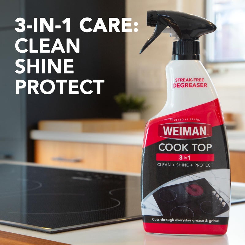 Weiman Cooktop Cleaner Spray for Daily Use, Streak & Residue Free, Non-Abrasive Formula, 2 Pack with Micro Towel - Image 2
