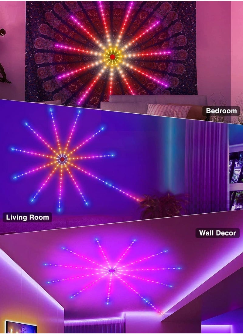 HuHa - Smart Firework Led Lights USB Powered Room Decor, Color Changing Fireworks Led Lights for Bedroom with Launch Burst Effect, RGB Led Strip Lights with Remote App Control for - Image 1