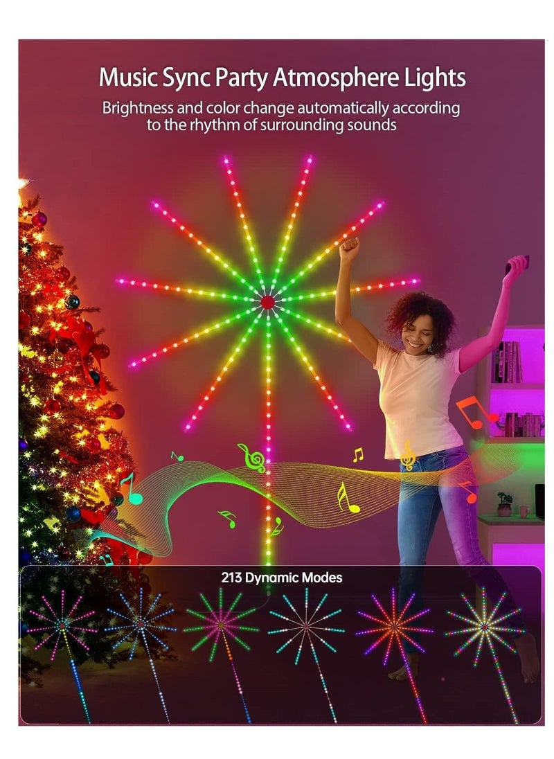 HuHa - Smart Firework Led Lights USB Powered Room Decor, Color Changing Fireworks Led Lights for Bedroom with Launch Burst Effect, RGB Led Strip Lights with Remote App Control for - Image 1