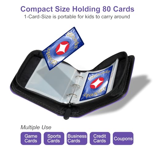 GEAoffice Mini Card Binder 2-Pocket, Super Lightweight Small Collectible Trading Card Albums for 80 Cards, 1 Pocket Top Loading Binder for TCG, MTG, Sports&Game Cards, Gifts for Girls, Purple - Image 5