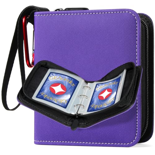 GEAoffice Mini Card Binder 2-Pocket, Super Lightweight Small Collectible Trading Card Albums for 80 Cards, 1 Pocket Top Loading Binder for TCG, MTG, Sports&Game Cards, Gifts for Girls, Purple - Image 1