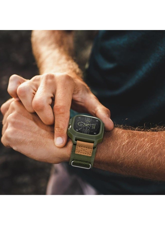 SUNFWR Bands Compatible with Apple Watch 49mm Ultra with Case,Rugged Velcro Nylon Sport Apple Watch Starp with Protective Cover for iwatch for Men(Army green) - Image 4