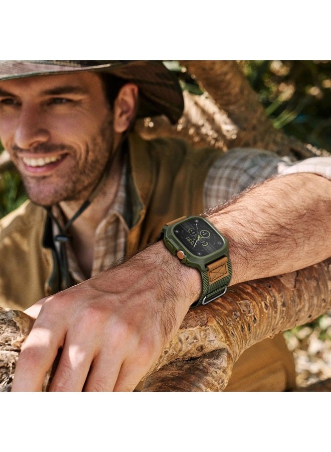 SUNFWR Bands Compatible with Apple Watch 49mm Ultra with Case,Rugged Velcro Nylon Sport Apple Watch Starp with Protective Cover for iwatch for Men(Army green) - Image 3