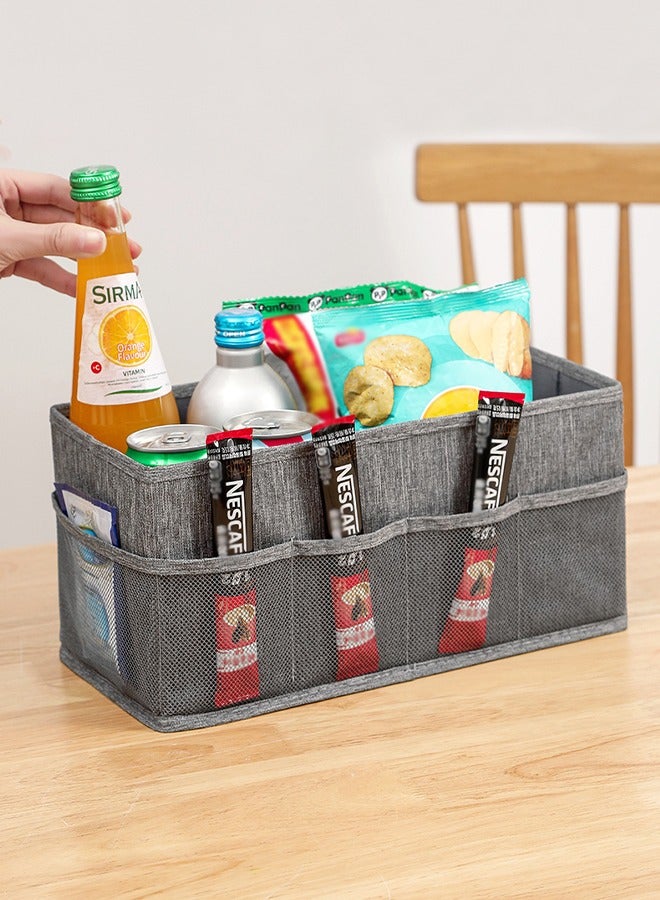 DUNISO 3pcs Dressing Table Storage Box with Side Pockets, Home Storage Bins for Foldable Fabric, Suitable for Family Bedroom Wardrobe Office Storage Box  - Image 1