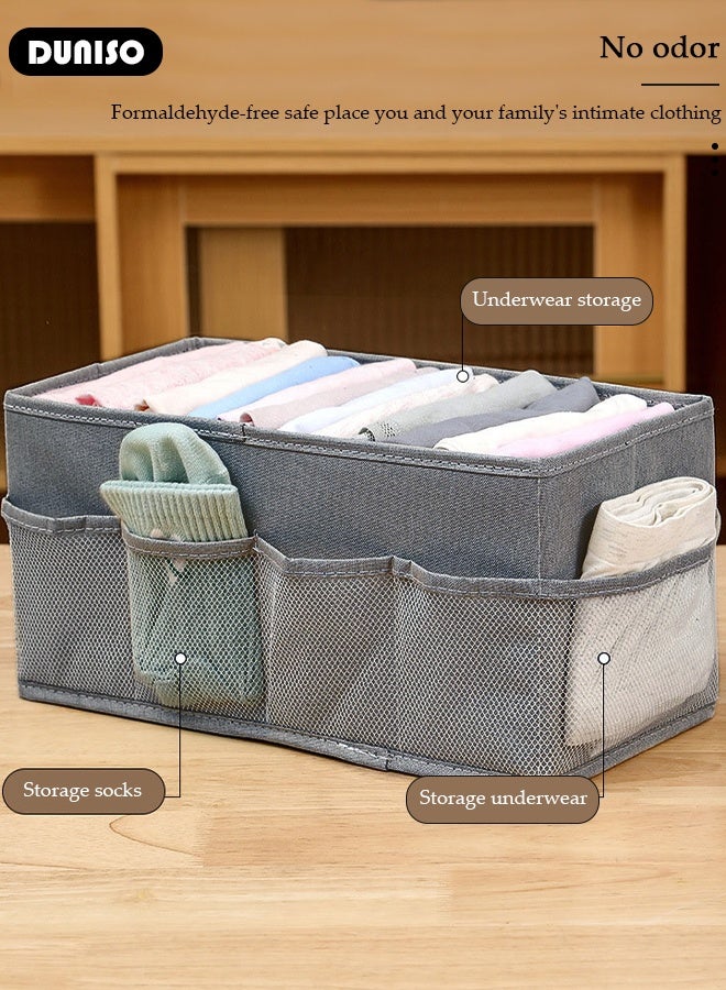 DUNISO 3pcs Dressing Table Storage Box with Side Pockets, Home Storage Bins for Foldable Fabric, Suitable for Family Bedroom Wardrobe Office Storage Box  - Image 4
