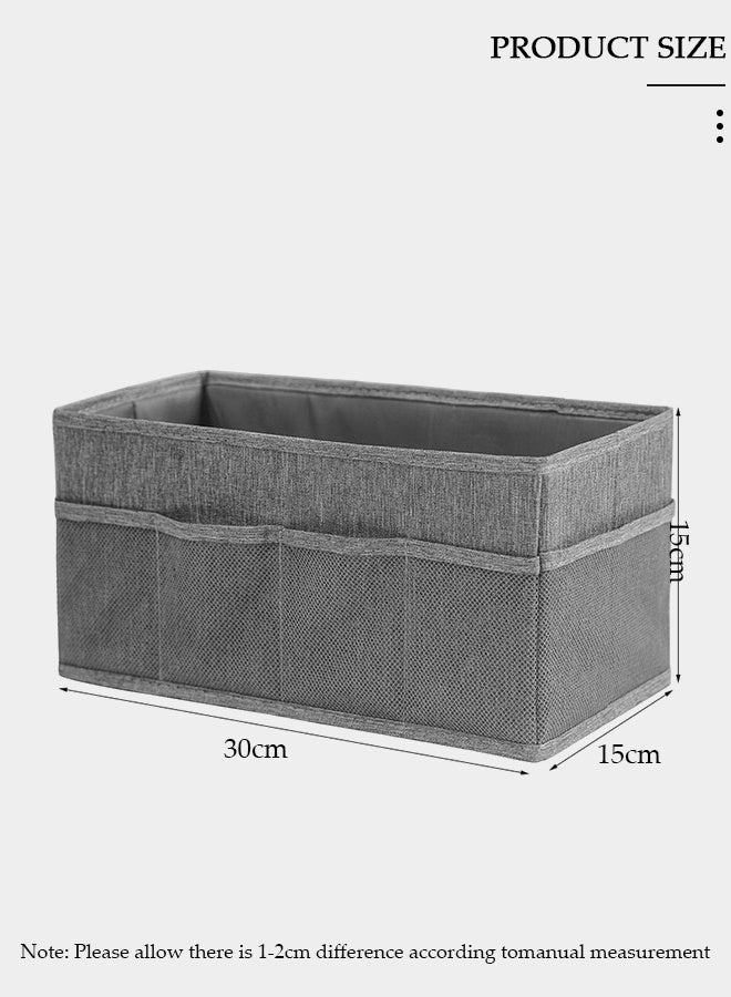 DUNISO 3pcs Dressing Table Storage Box with Side Pockets, Home Storage Bins for Foldable Fabric, Suitable for Family Bedroom Wardrobe Office Storage Box - Image 2