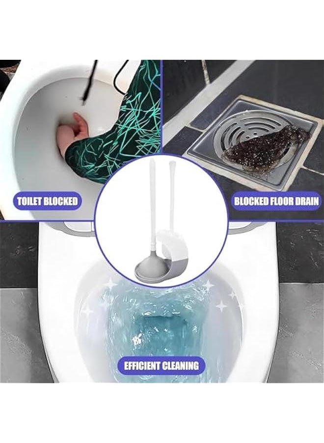HOOKOR Toilet Plunger and Brush, 2 in 1 Toilet Bowl Brush Plunger Set with Holder, Bathroom Accessories Combo with Caddy Stand, White/Gray  - Image 5