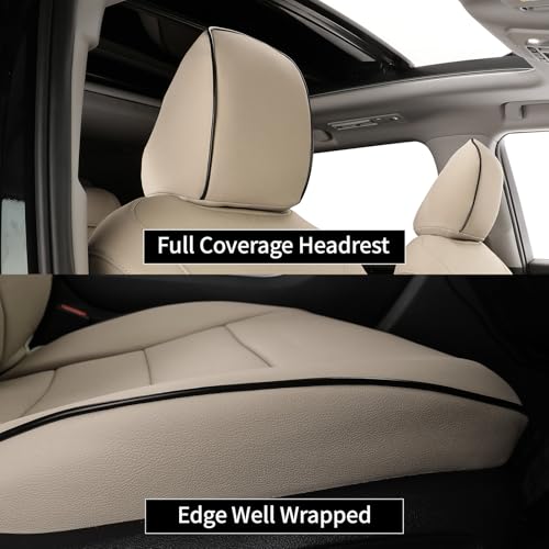 EKR Traverse Seat Covers Full Set for Chevy Traverse LT,RS,High Country,Premier 7 Seat 2018-2023,Car Seat Covers Front Seats and Back,Leather Seat Covers for Cars,Car Seat Protector(Beige) - Image 4