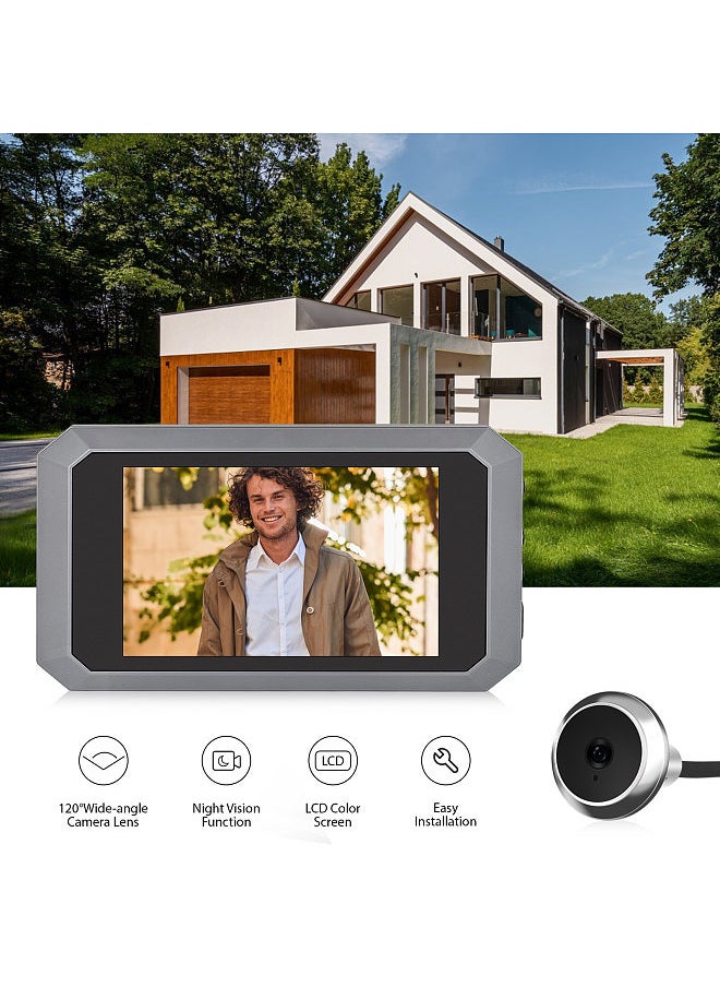 Generic - 3.97-inch Peephole Camera for Apartment Door 2MP LCD Digital Peephole Viewer 120 Degree Color Infrared Camera 1080P Door Monitor Built-in 1400mAh Battery Type-C Rechargeable - Image 1