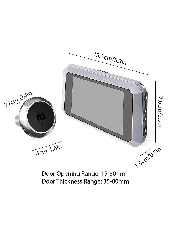Generic - 3.97-inch Peephole Camera for Apartment Door 2MP LCD Digital Peephole Viewer 120 Degree Color Infrared Camera 1080P Door Monitor Built-in 1400mAh Battery Type-C Rechargeable - Image 1