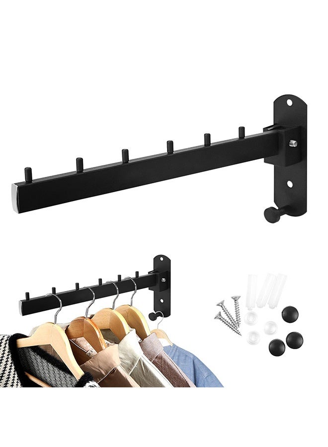 Peachjoy Folding Wall Mounted Clothes Hanger Rack, Sturdy Foldable Hanging Organizer with Stainless Steel Heavy Duty Coat Hooks, Clothing Hanging Organizer for Bathroom Bedroom Laundry Room - Image 1