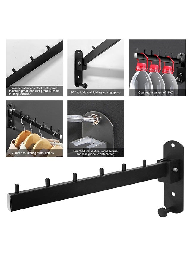 Peachjoy Folding Wall Mounted Clothes Hanger Rack, Sturdy Foldable Hanging Organizer with Stainless Steel Heavy Duty Coat Hooks, Clothing Hanging Organizer for Bathroom Bedroom Laundry Room - Image 2