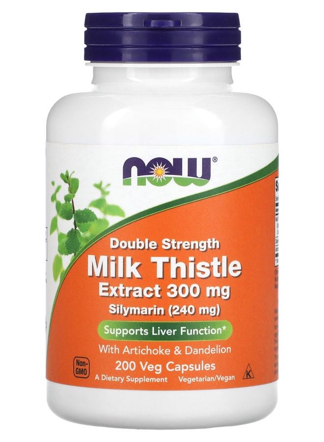 now Milk Thistle Extract Double Strength 300 mg 200 Veg Capsules