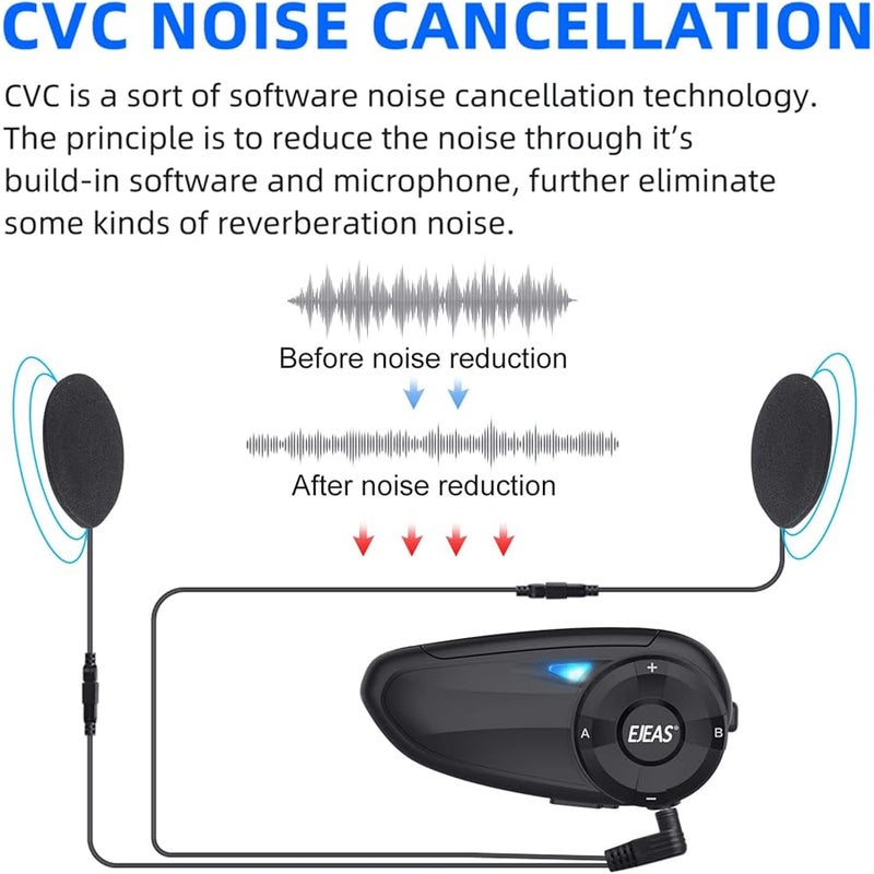 EJEAS Q7 Intercom Enhanced Helmet, Bluetooth 5.1 Intercom Communication System (2 Pack) - Image 5