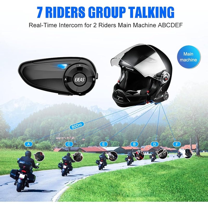 EJEAS Q7 Intercom Enhanced Helmet, Bluetooth 5.1 Intercom Communication System (2 Pack) - Image 3