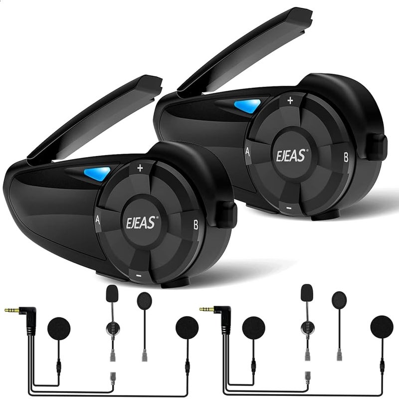 EJEAS Q7 Intercom Enhanced Helmet, Bluetooth 5.1 Intercom Communication System (2 Pack) - Image 1
