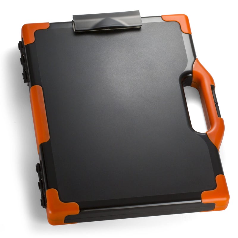 Officemate Carryall Clipboard Storage Box LetterLegal Size Black and Orange 83326