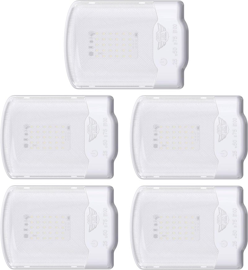 Leisure LED RV Ceiling Dome Light Fixture with Built-in Dimmer, 5-Pack, 12V Natural White 4000-4500K - Image 1