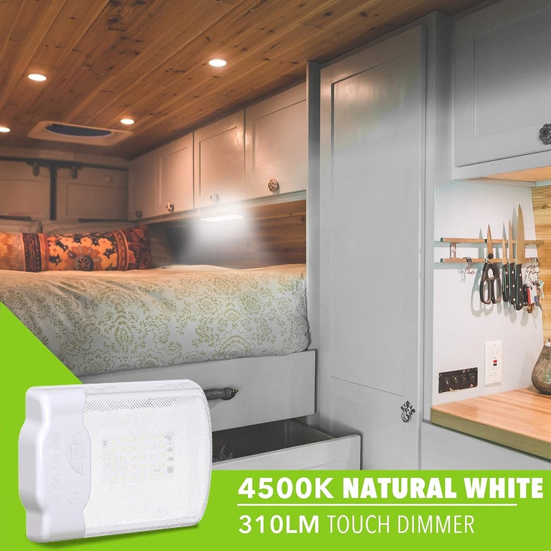 Leisure LED RV Ceiling Dome Light Fixture with Built-in Dimmer, 5-Pack, 12V Natural White 4000-4500K - Image 4