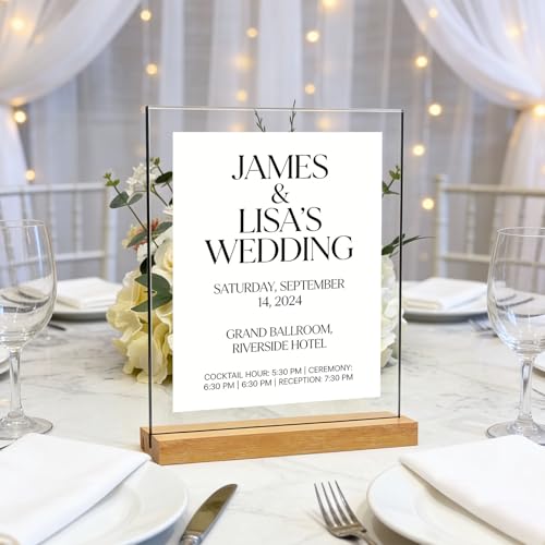 newnewshow® 8.5x11 Acrylic Sign Holder with Wood Base Wood Sign Holder Vertical or Slant Back Display - Image 5