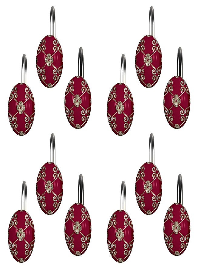 Popular Bath Shower Curtain Hooks, Vlegant Rosa Collection, Set of 12, Burgundy/Gold - Image 2