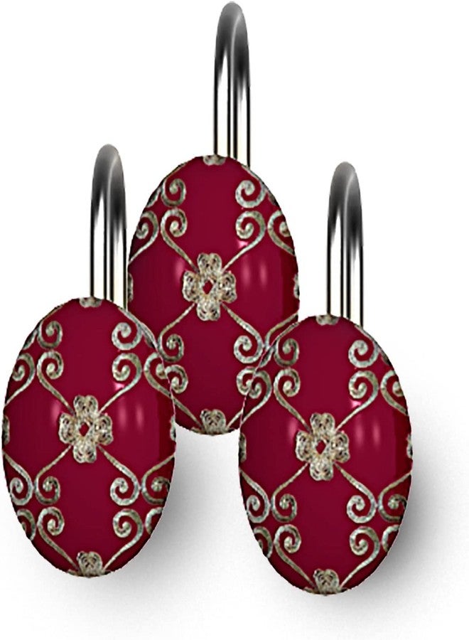 Popular Bath Shower Curtain Hooks, Vlegant Rosa Collection, Set of 12, Burgundy/Gold - Image 4