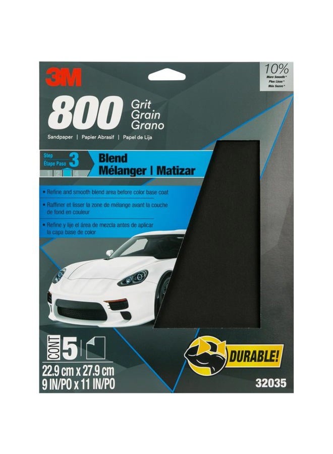 3M Wetordry Sandpaper, 32035, 800 Grit, 9 in x 11 in, 5 Sheets Per Pack - Image 1