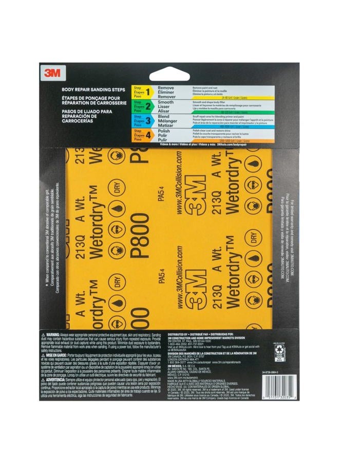 3M Wetordry Sandpaper, 32035, 800 Grit, 9 in x 11 in, 5 Sheets Per Pack - Image 5