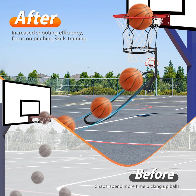 GADFISH Basketball Rebounder, 180Â° Rotatable Basketball Return Attachment with 3 Stable Large Hooks, Heavy Duty Basket Ball Accessories Ball Return Training Aid for 18" Rim Basketball Hoop (Large) - Image 3