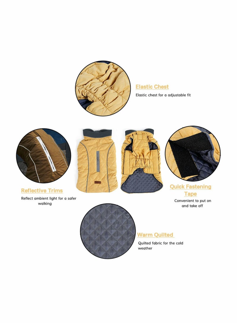 Excefore Dog Cold Weather Jacket Coats, Waterproof Windproof Reversible Winter Dog Jacket, Thick Padded Reflective Warm Clothes Quilted Outdoor Pet Vest, for Small Medium Large Dogs - Image 3
