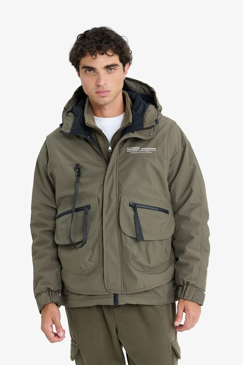 Defacto  Regular Fit Hooded Waterproof Jacket for Men | Best Price UAE