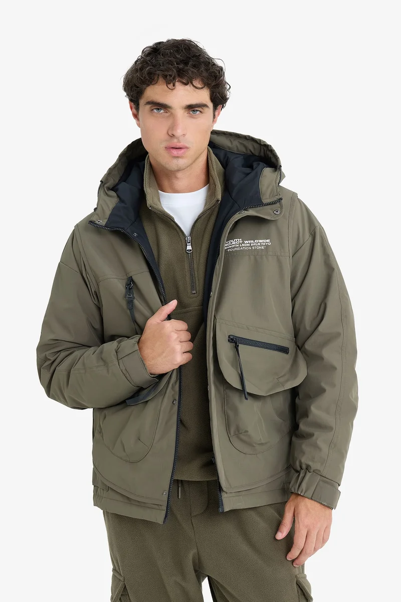 Defacto  Regular Fit Hooded Waterproof Jacket for Men | Best Price UAE