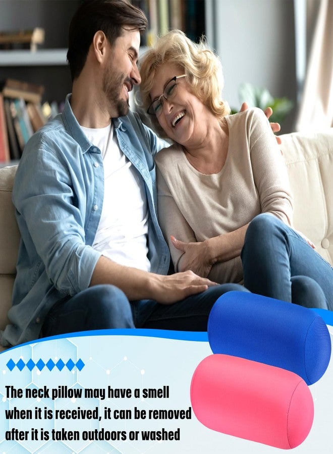 Geelin 2 Pcs Microbead Roll Pillow 11.8 x 6.3 Inch Soft Pillow Bolster Cylindrical Pillow Microbead Pillows for Sleeping Home Travel Neck Head Back Support Rest (Pink, Blue) - Image 2