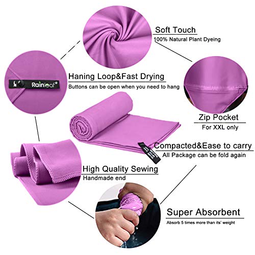 Rainleaf Microfiber Towel, 30 X 60 Inches. Purple - Image 3