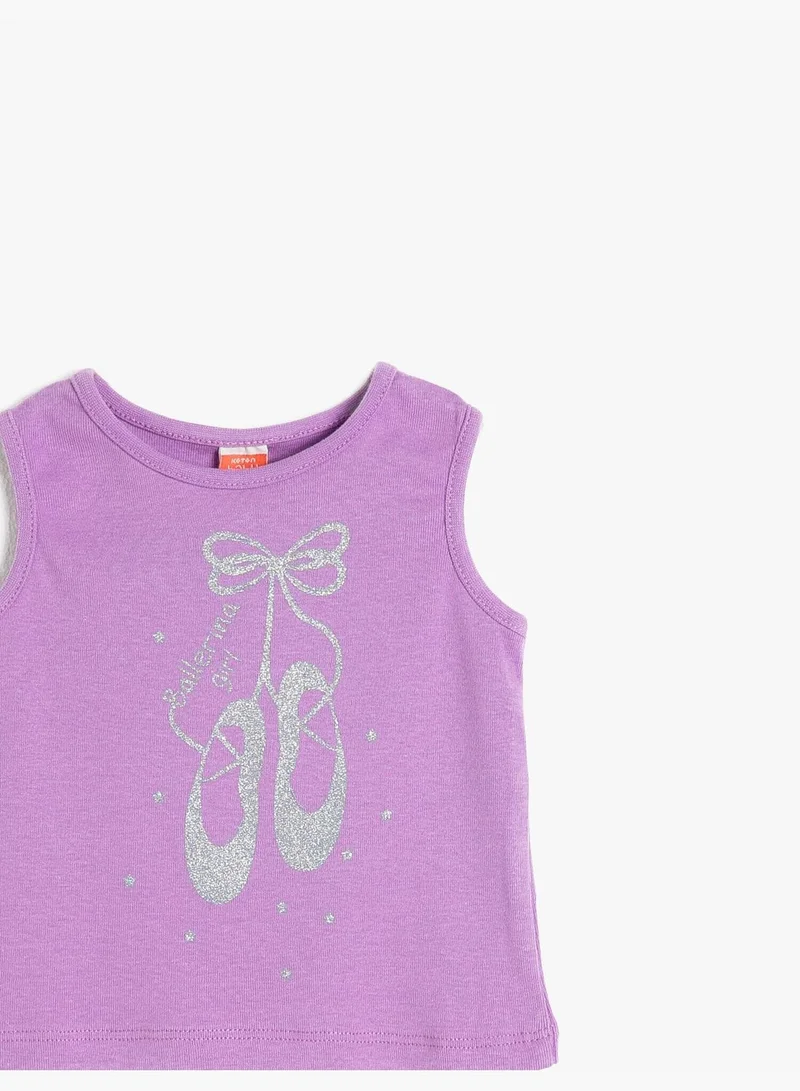 كوتون Shimmer Detail T-Shirt