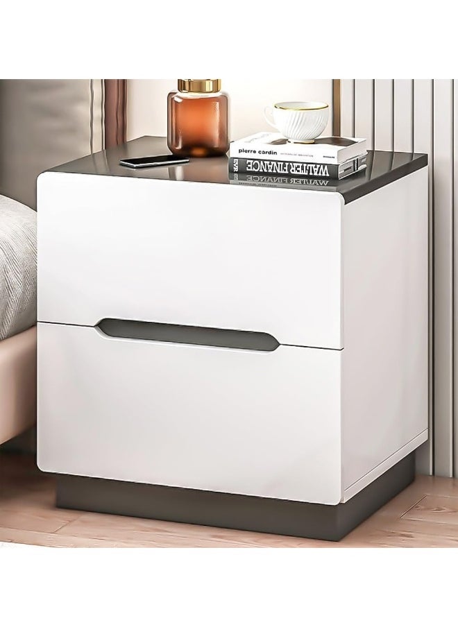 JOMILA Nightstand Night Stand with Drawers, Bedside Tables with Large Storage Space, Side Table White plus black  - Image 5