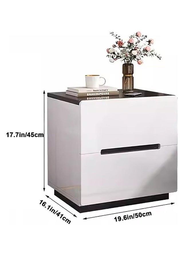 JOMILA Nightstand Night Stand with Drawers, Bedside Tables with Large Storage Space, Side Table White plus black  - Image 4
