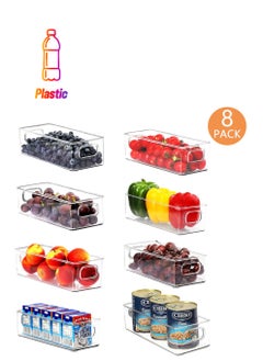 Arabest 8pcs Refrigerator Organizers, Stackable Fridge Organizer bins with Cutout Handles, Plastic Pantry Storage Rack for Refrigerator, Kitchen, Countertops, Cabinet  - Image 1
