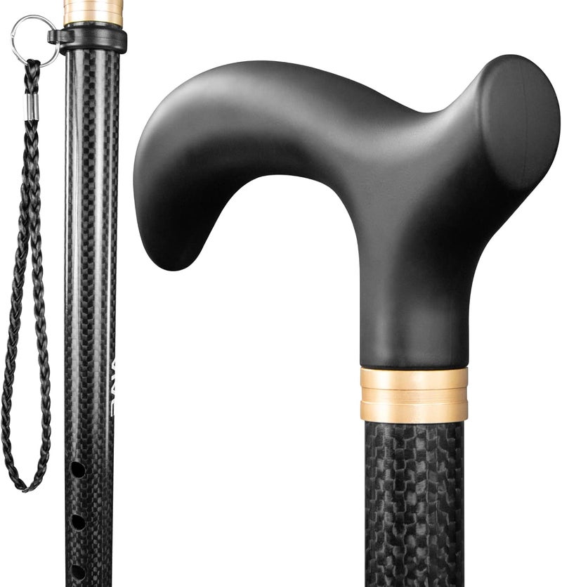 Vive Adjustable Carbon Fiber Walking Cane for Elderly Men  Women  Lightweight Grip Handle for Balance  Comfort  Fancy Single Tip Medical Stick Fashionable Disability Comfort  Mobility Accessory - Image 1