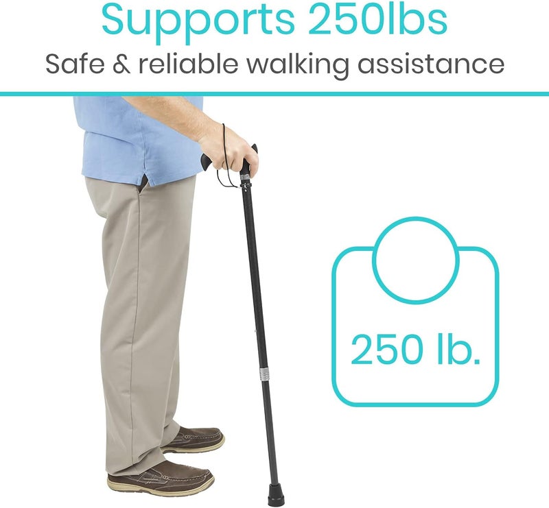 Vive Adjustable Carbon Fiber Walking Cane for Elderly Men  Women  Lightweight Grip Handle for Balance  Comfort  Fancy Single Tip Medical Stick Fashionable Disability Comfort  Mobility Accessory - Image 4