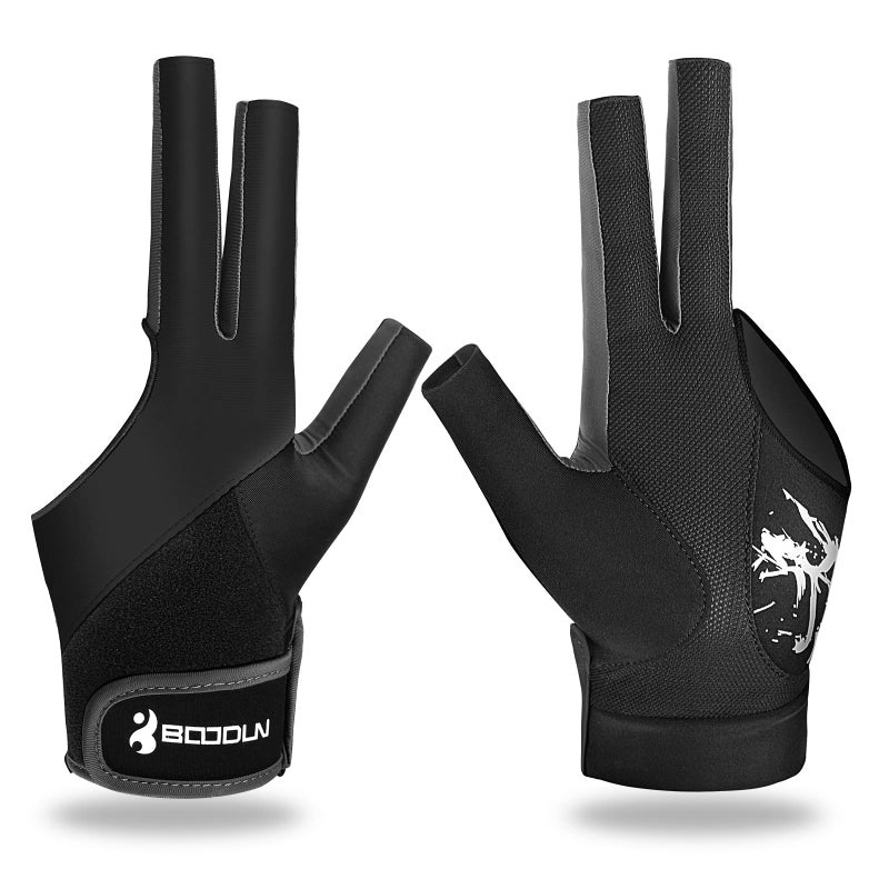 Yfy Billiard Pool Gloves For Left Hand 3 Finger  Splicing Process  Snooker Cue Sport Glove Popular Sizes For Men & Women (Black  X-Large1 - Image 1