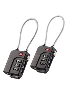 Generic 2 Pack Luggage Padlocks TSA Approved Combination Locks with Code Mini Luggage Padlock Flexible Cable Travel Suitcase Small Gym Locker Padlock with 3 Digit Combination Black  - Image 1