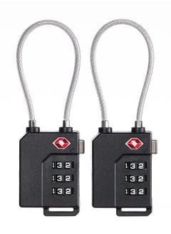 Generic 2 Pack Luggage Padlocks TSA Approved Combination Locks with Code Mini Luggage Padlock Flexible Cable Travel Suitcase Small Gym Locker Padlock with 3 Digit Combination Black  - Image 5